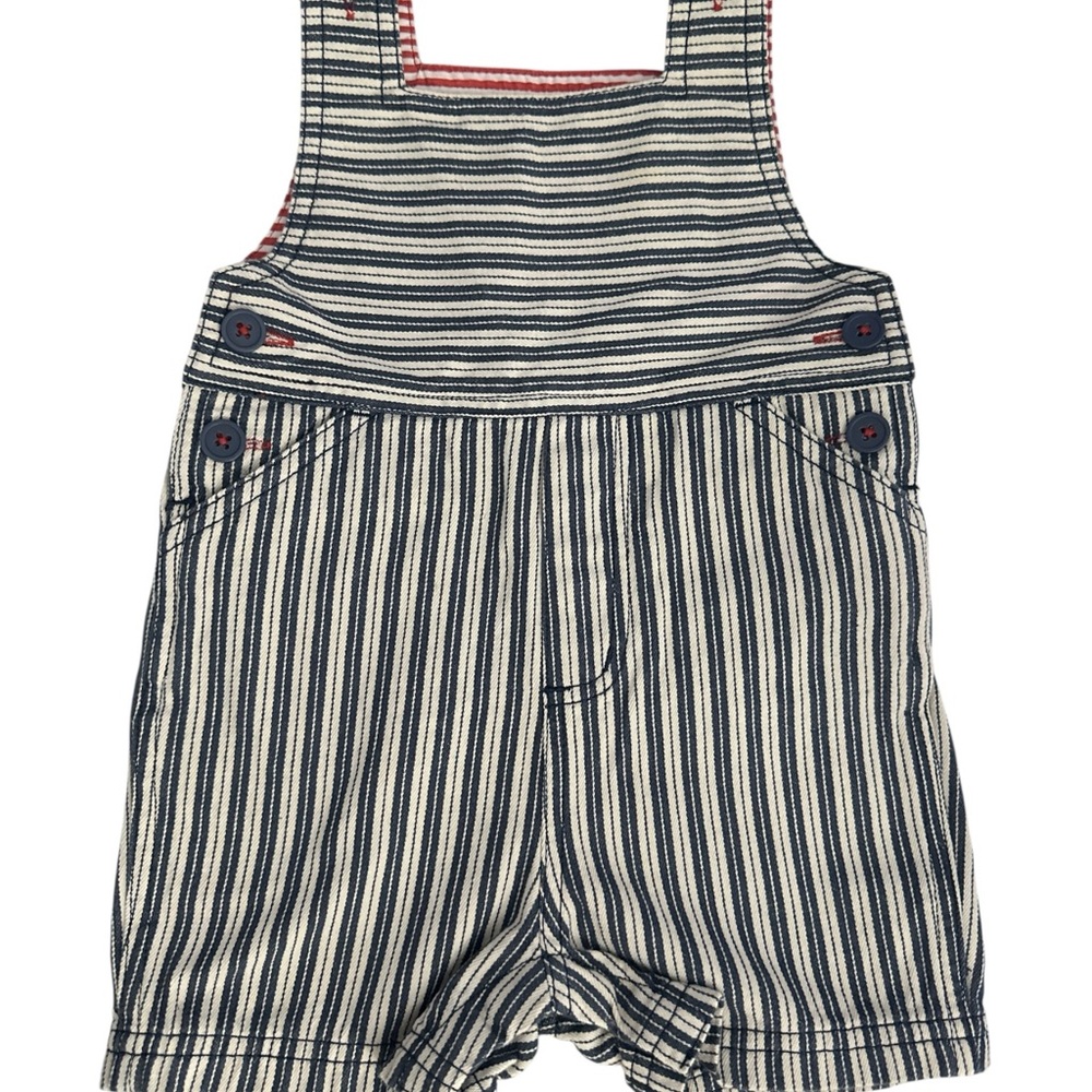 Hanna Andersson Navy and Cream Striped Overalls